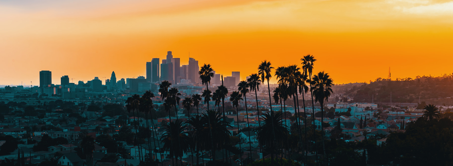 landscape of Los Angeles at dusk