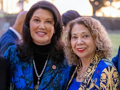 chancellor mildred garcia and board of trustees chair wenda fong