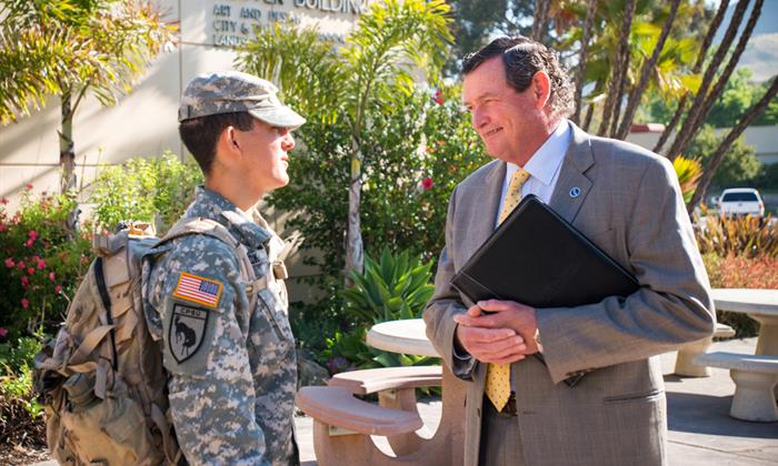 Chancellor White's visit to Cal Poly San Luis Obispo's ROTC program in 2013.
