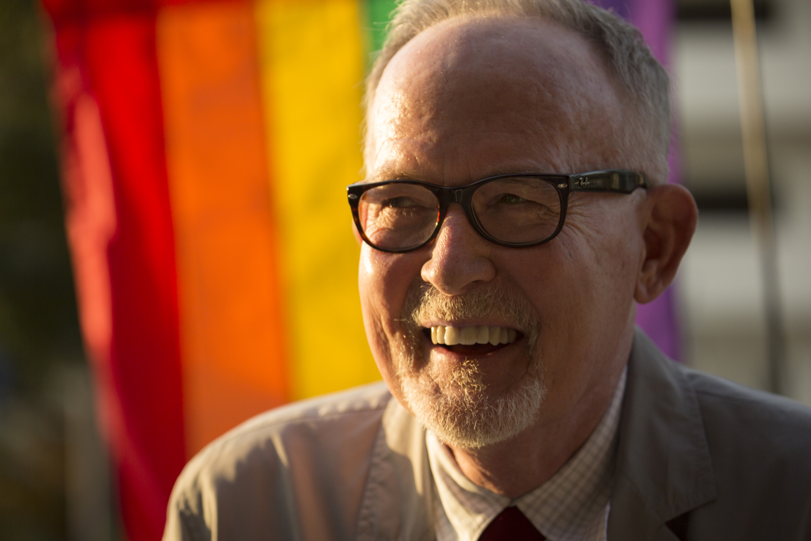 John D. Ibson, professor of American studies and cofounder of the queer studies minor, accepts the inaugural Harvey Milk Day “Ho