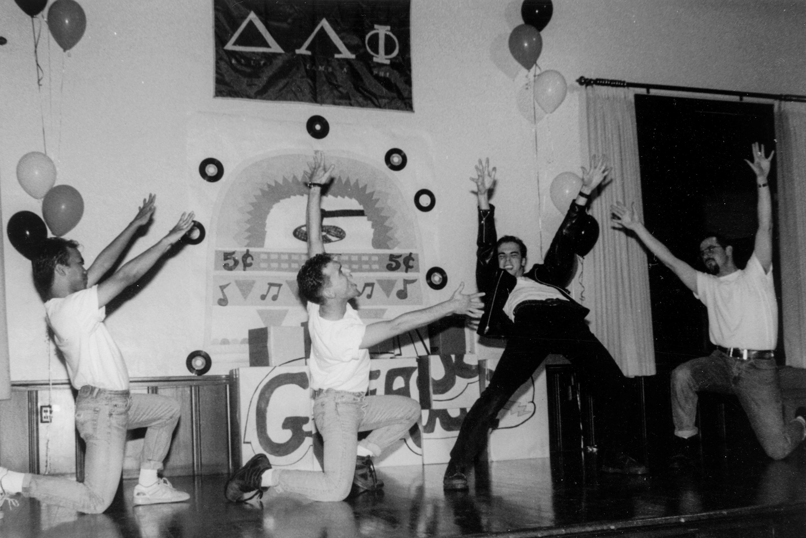 Delta Lambda Phi, a gay fraternity at SJSU, produced a stage show of “Grease,” dinner and issued community service awards, 1994