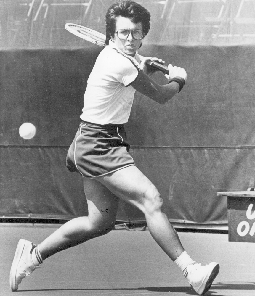 1960s              Cal State LA alumna Billie Jean King plays tennis on campus.