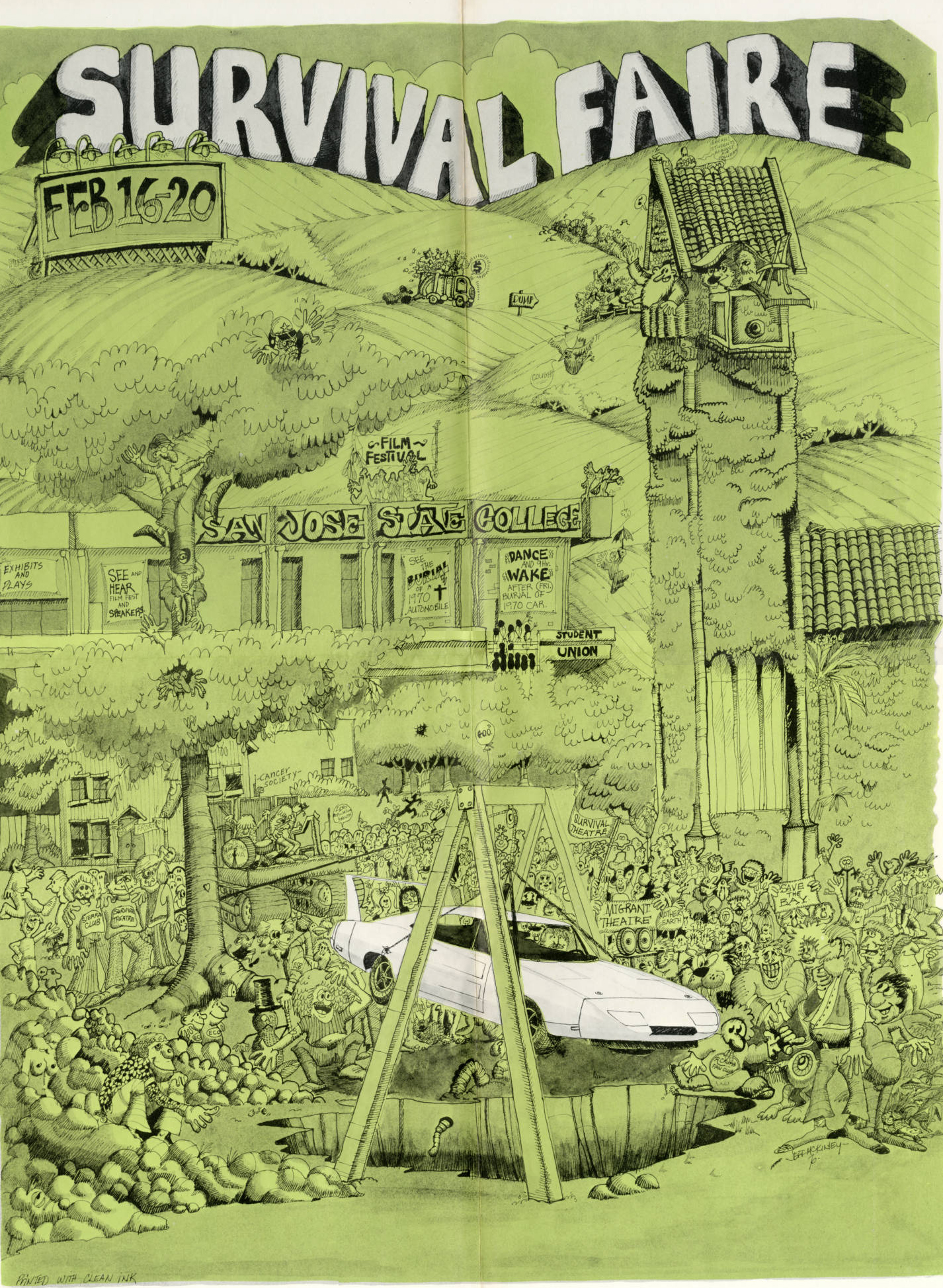 Poster from San Jose State University promoting the first Earth Day "Survival Faire" in Feb. 1970