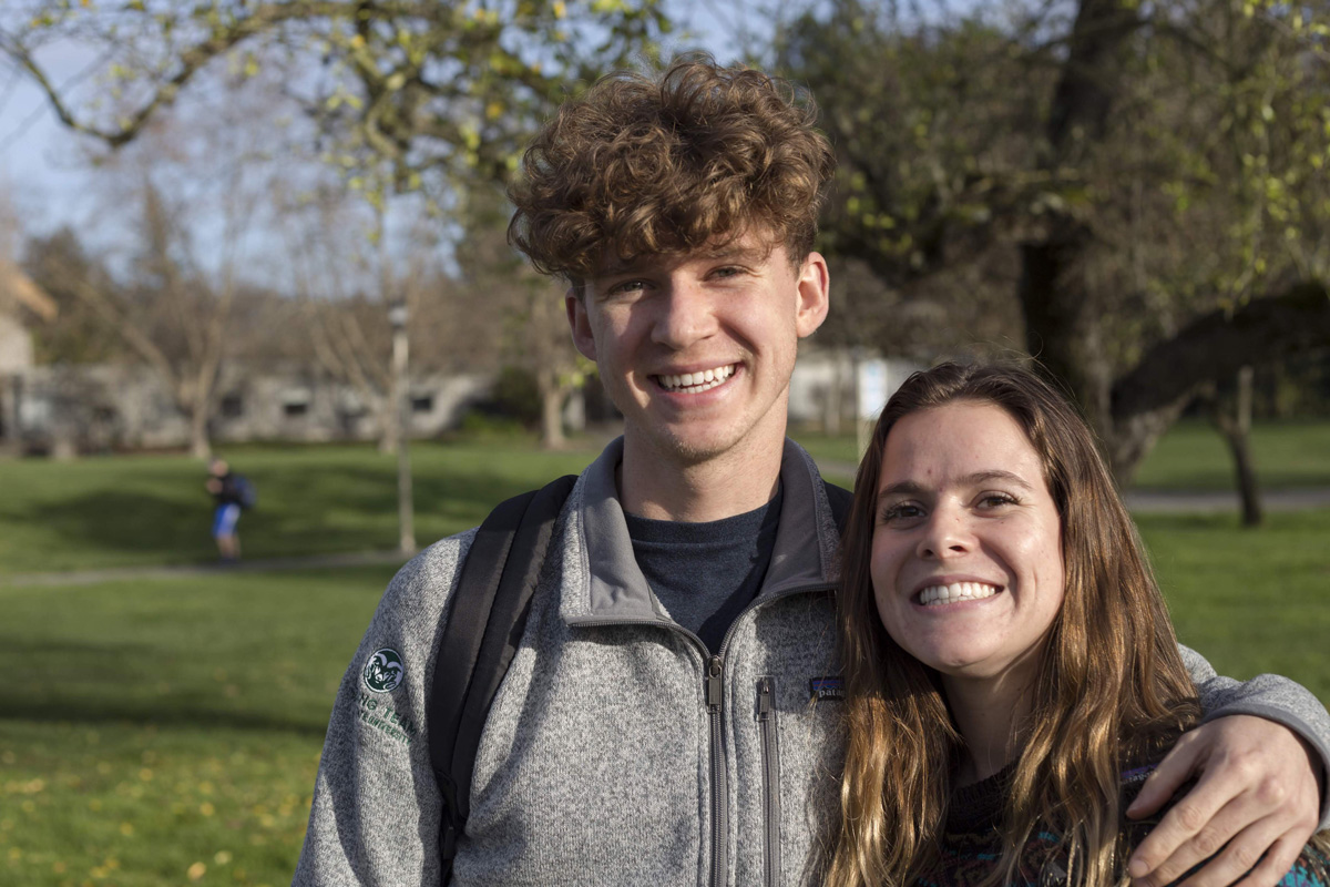 Sonoma State couple Nolan Parsons and Josephine (Jojo) Marriner are all smiles, January 30, 2020.
