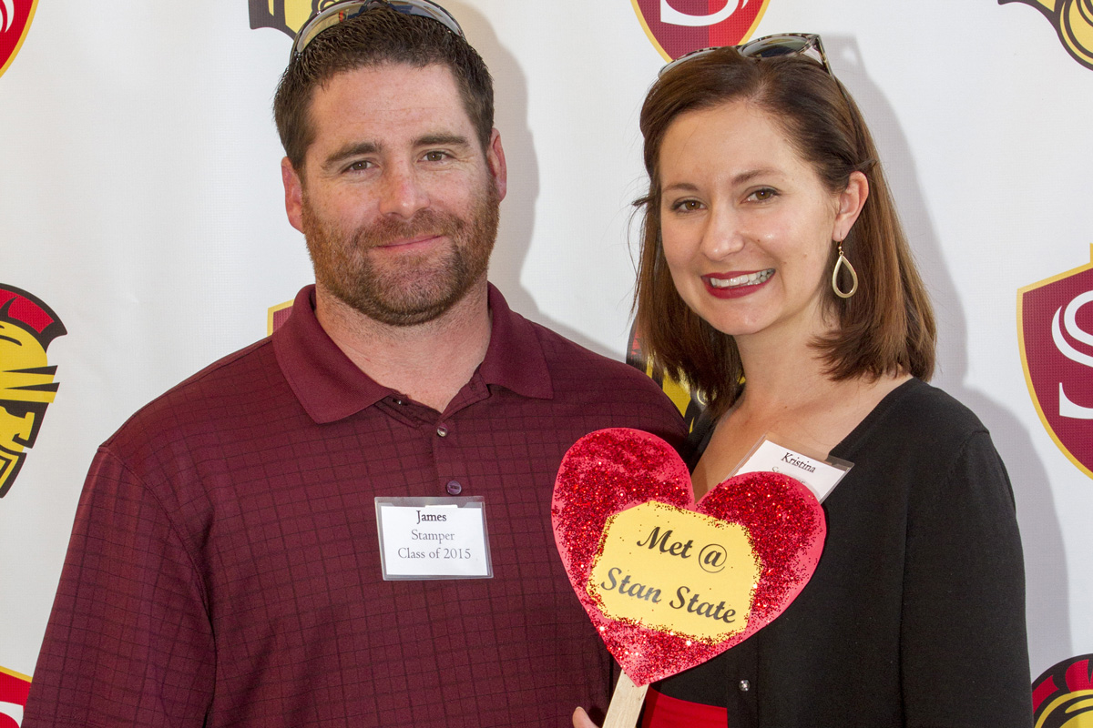 Stanislaus State Director of Communications and Creative Services Kristina Stamper poses for a photo with her husband, James, on September 22, 2017. The Stampers met at Stanislaus State.
