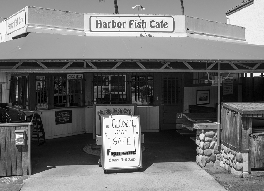 Fish Taco shop in Carlsbad, California with a sign in front. Photograph by James D. Phenicie.