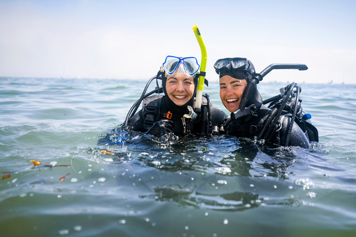 Students from the biology, marine science and animal science departments take part in a Cal Poly Scientific Diving Course