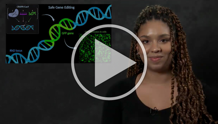 video still image of college student and DNA strand
